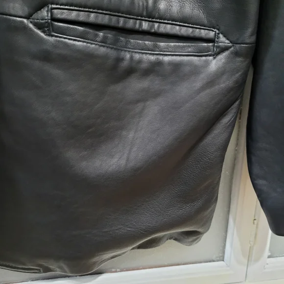 Vintage Leather Black Women's 1980's Jacket Blazer Retro shoulder pads - Picture 8 of 16